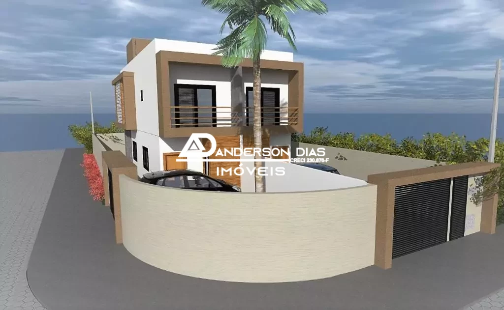 Sobrado 3 dormitórios recém construído à venda, 180M² por R$ 450.000 - Balneário Golfinhos - Caraguatatuba/SP